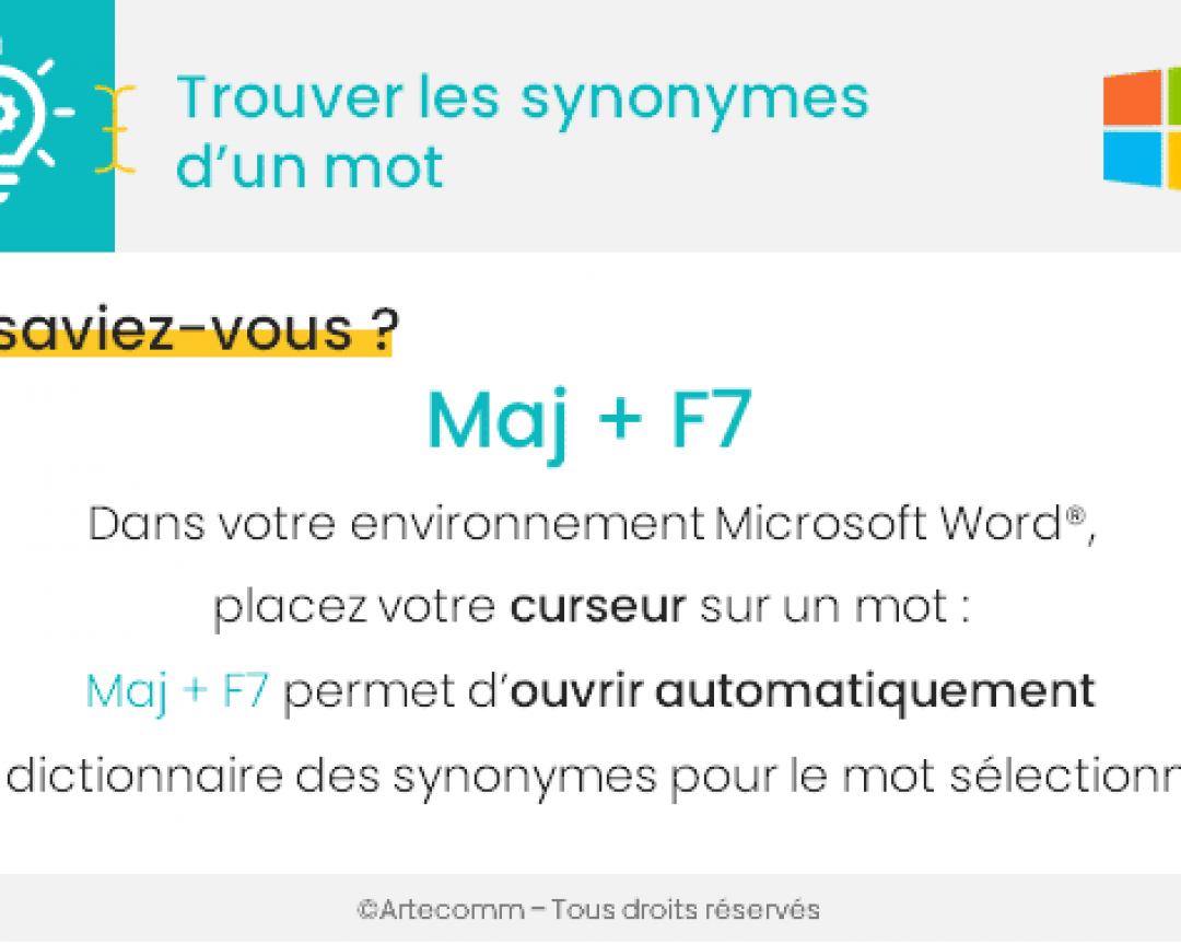 Comment ouvrir automatiquement le dictionnaire des synonymes dans Word® après avoir sélectionné un mot ?