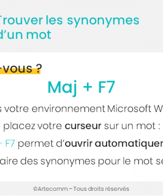 Comment ouvrir automatiquement le dictionnaire des synonymes dans Word® après avoir sélectionné un mot ?
